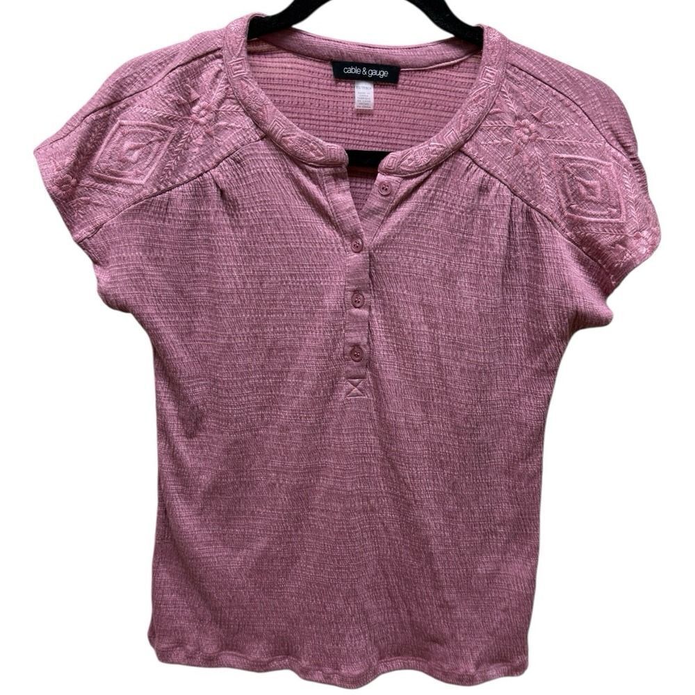 Cable & Gauge Women's Pink Short Sleeve Top, XS